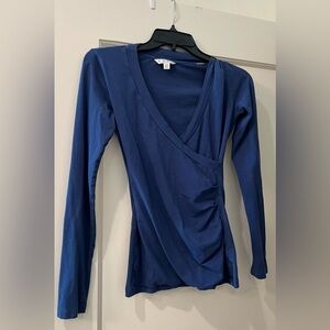 CAbi long sleeve crossover tee, blue, XS